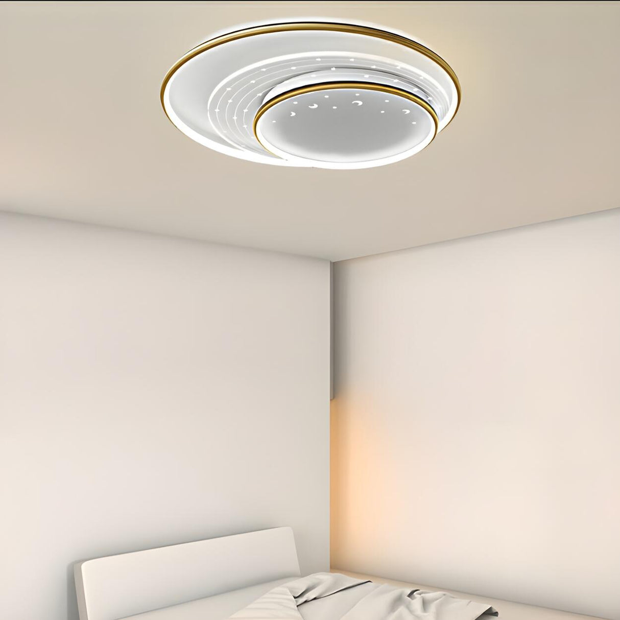 Bedroom Medium Black Round LED Flush Mount Ceiling Lamp Image - 8