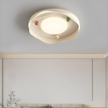 Bedroom Medium Round Wavy LED Flush Mount Ceiling Light Image - 1