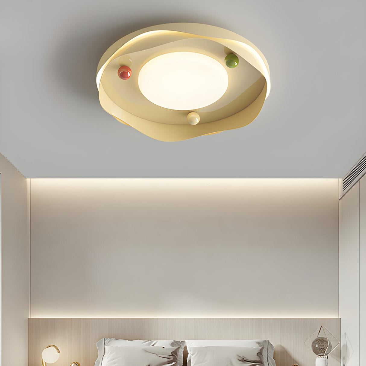 Bedroom Medium Round Wavy LED Flush Mount Ceiling Light Image - 6