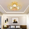 Bedroom Melon Wire Frame Gold Flush Mount Light 3-Light Image - 1