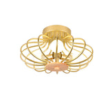 Bedroom Melon Wire Frame Gold Flush Mount Light 3-Light Image - 3