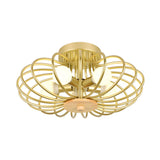 Bedroom Melon Wire Frame Gold Flush Mount Light 3-Light Image - 6