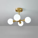 Bedroom Metal White Globe Semi-Flush Mount Lamp 6-Light Image - 10