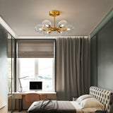 Bedroom Metal White Globe Semi-Flush Mount Lamp 6-Light Image - 4