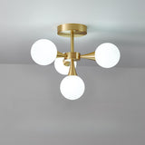 Bedroom Metal White Globe Semi-Flush Mount Lamp 6-Light Image - 9