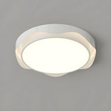 Bedroom Milk Cocoa Resin Round Wave Flush Mount Light Image - 11