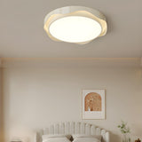 Bedroom Milk Cocoa Resin Round Wave Flush Mount Light Image - 5