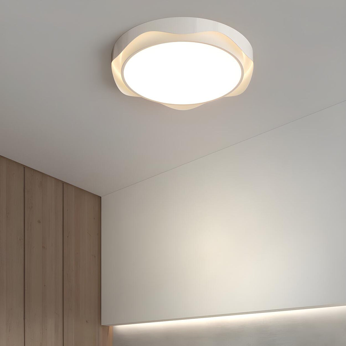 Bedroom Milk Cocoa Resin Round Wave Flush Mount Light Image - 6