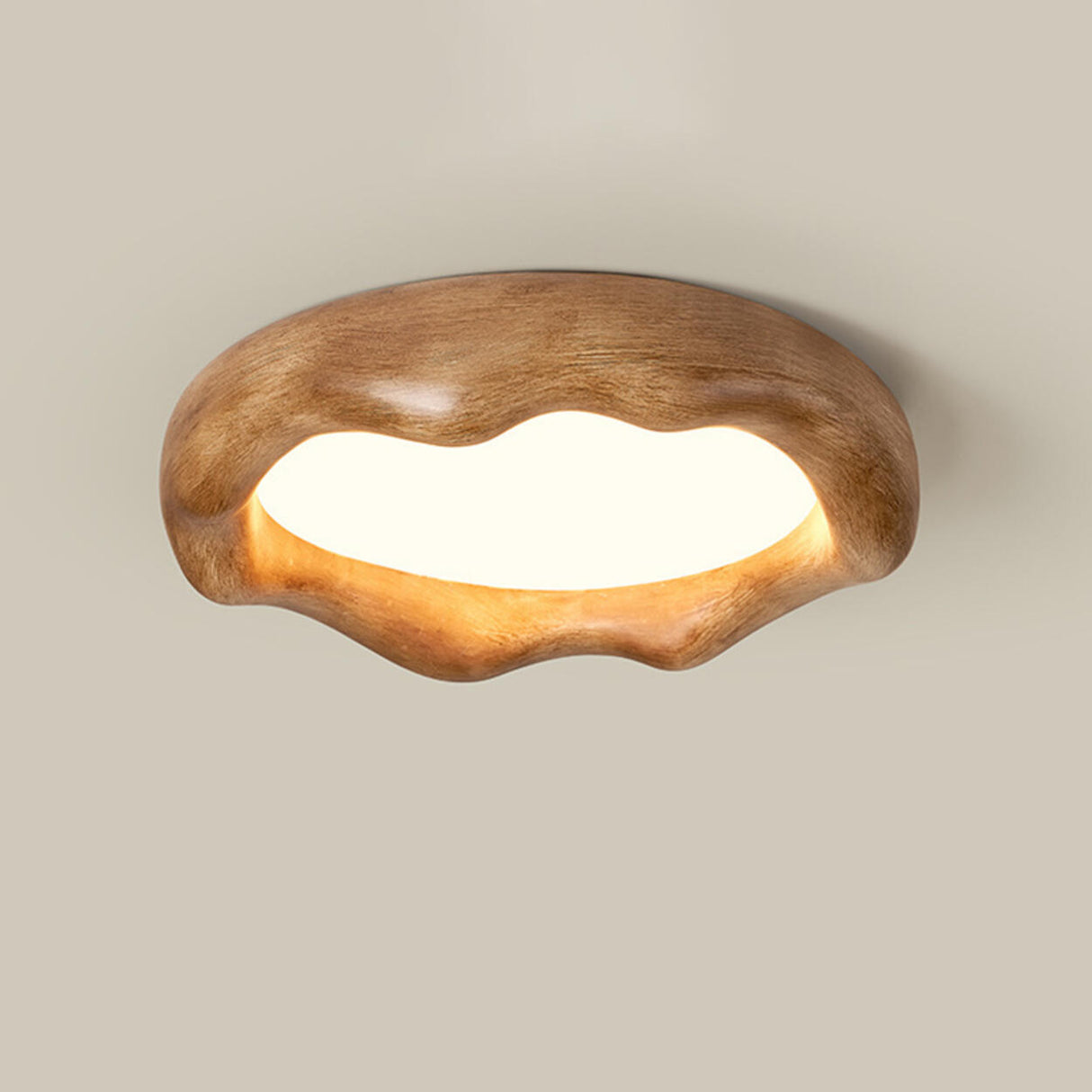 Bedroom Milk Coffee Wave Round Flush-Mount Ceiling Lamp Image - 15