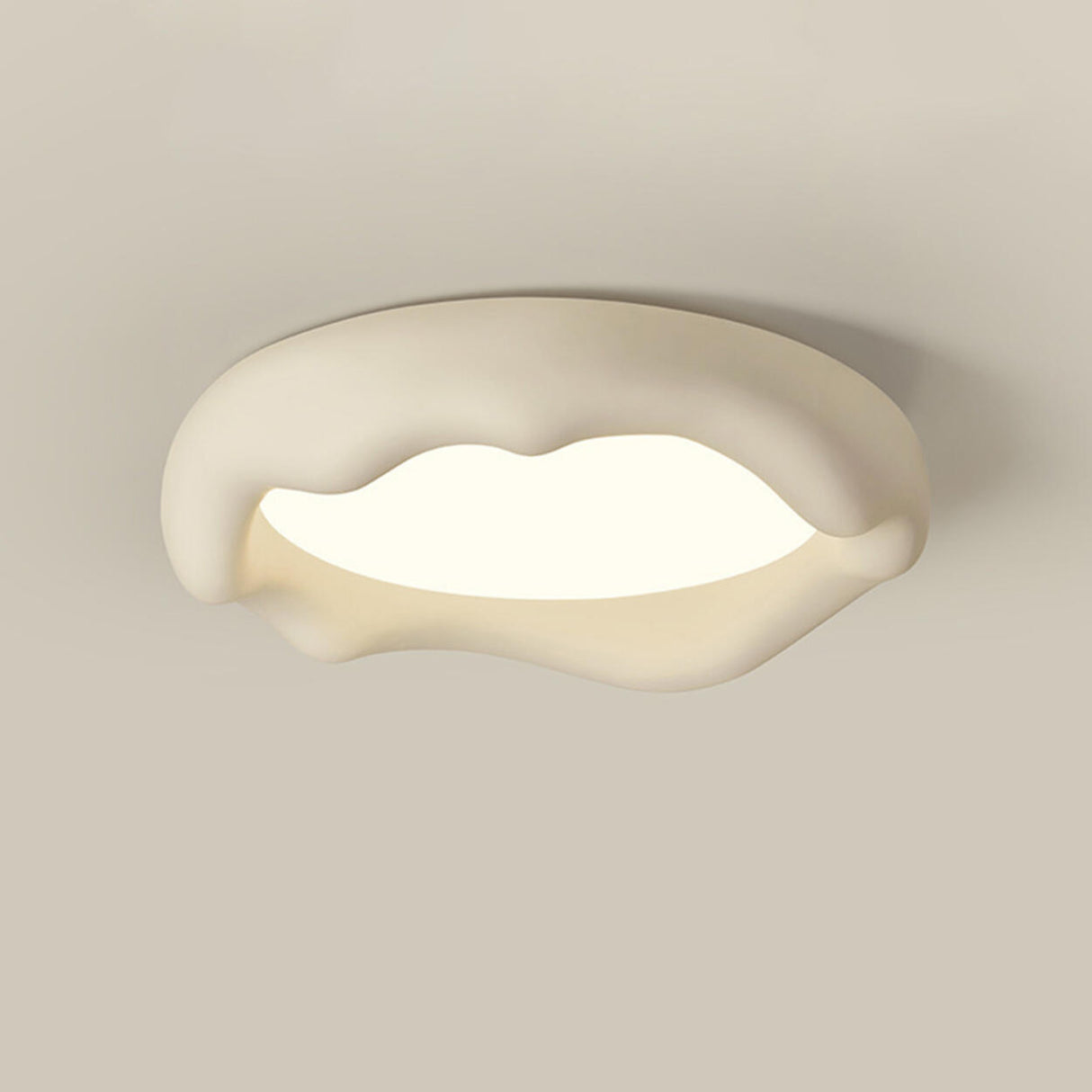 Bedroom Milk Coffee Wave Round Flush-Mount Ceiling Lamp Image - 17