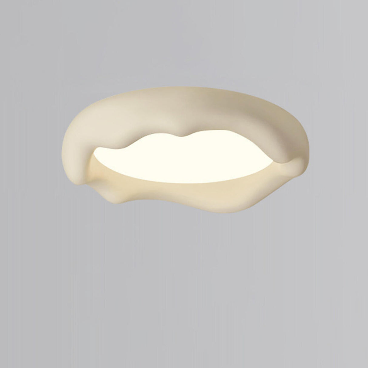 Bedroom Milk Coffee Wave Round Flush-Mount Ceiling Lamp Image - 21