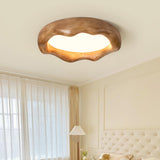 Bedroom Milk Coffee Wave Round Flush-Mount Ceiling Lamp Image - 3