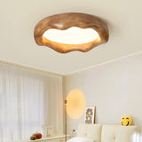 Bedroom Milk Coffee Wave Round Flush-Mount Ceiling Lamp Image - 7