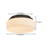 Bedroom Mini Cream Glass Drum Semi-Flush Mount Light Image - 14