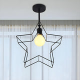 Bedroom Mini Star Frame Black Semi-Flush Mount Light Image - 2