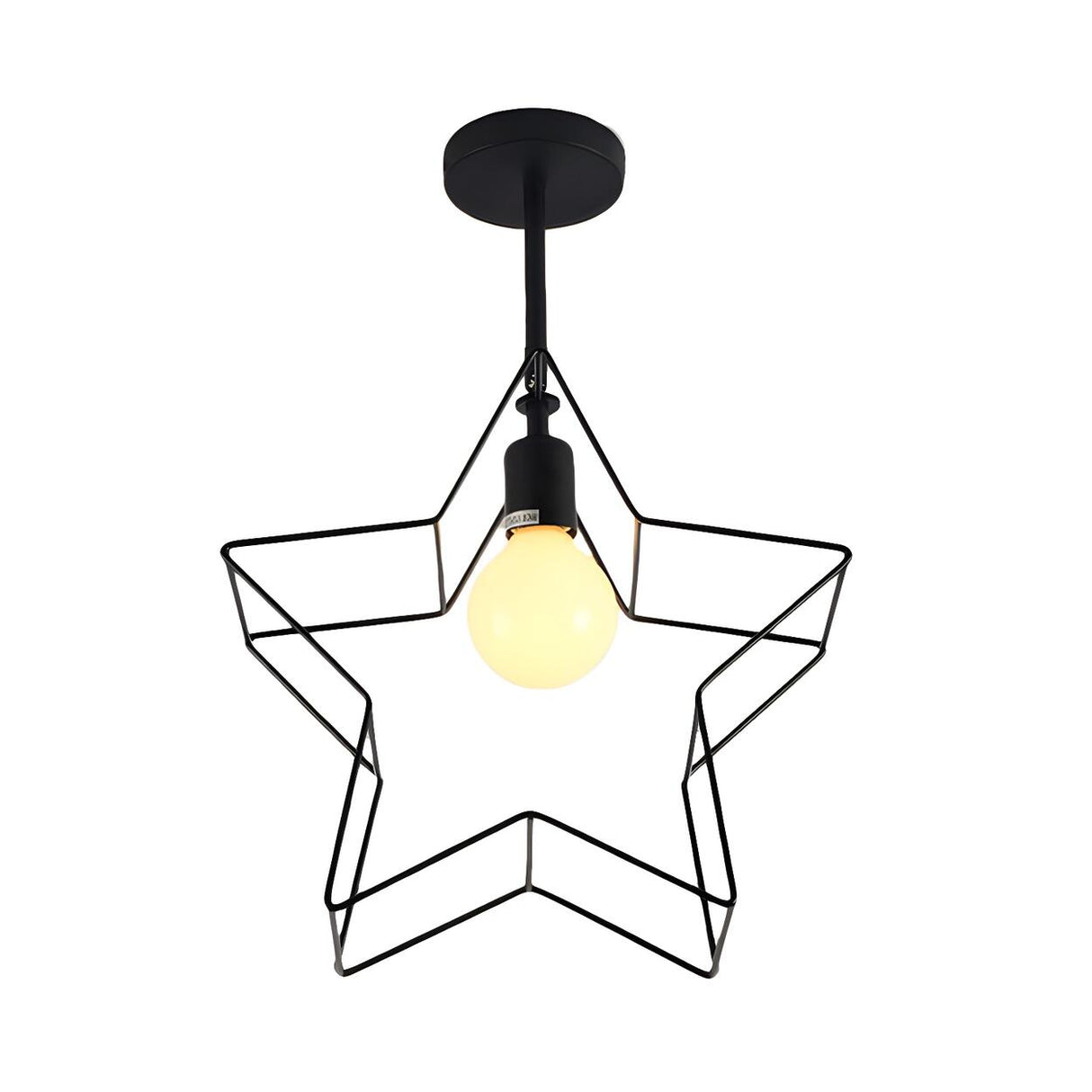 Bedroom Mini Star Frame Black Semi-Flush Mount Light Image - 3