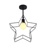 Bedroom Mini Star Frame Black Semi-Flush Mount Light Image - 3