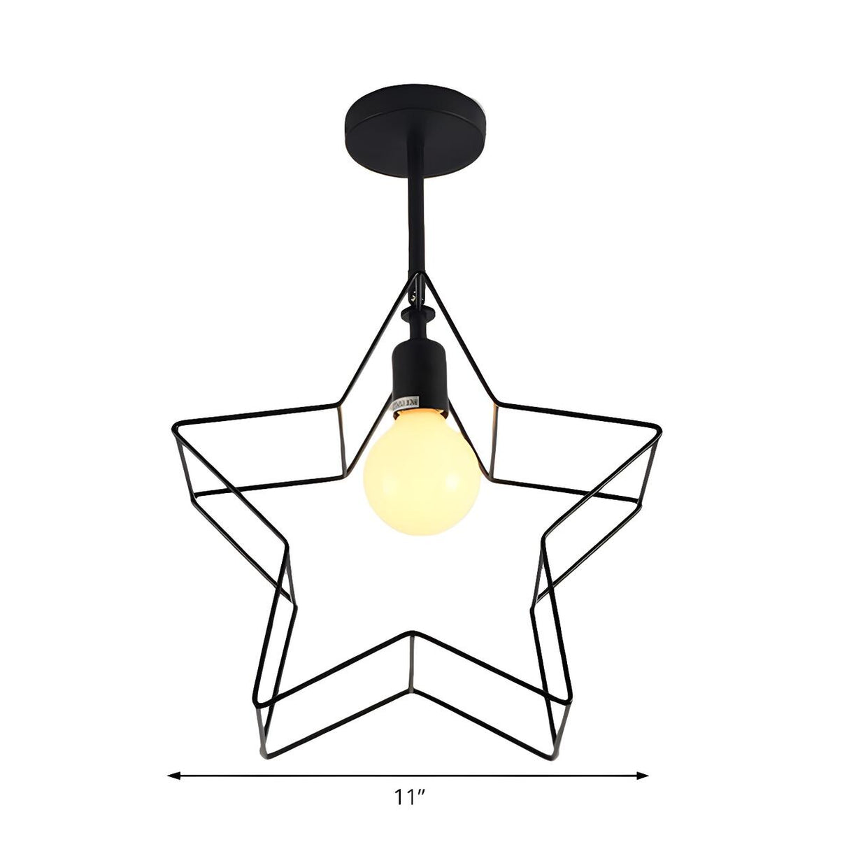 Bedroom Mini Star Frame Black Semi-Flush Mount Light Image - 4