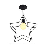 Bedroom Mini Star Frame Black Semi-Flush Mount Light Image - 4