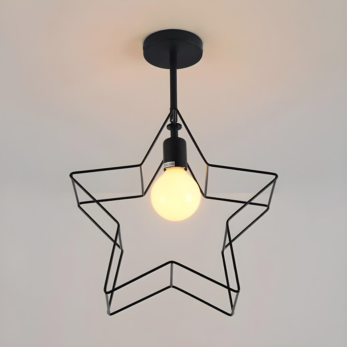 Bedroom Mini Star Frame Black Semi-Flush Mount Light Image - 5