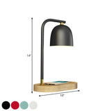 Bedroom Minimalist Black Dome Wooden Base Table Lamp #size