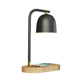 Bedroom Minimalist Black Dome Wooden Base Table Lamp Image - 3