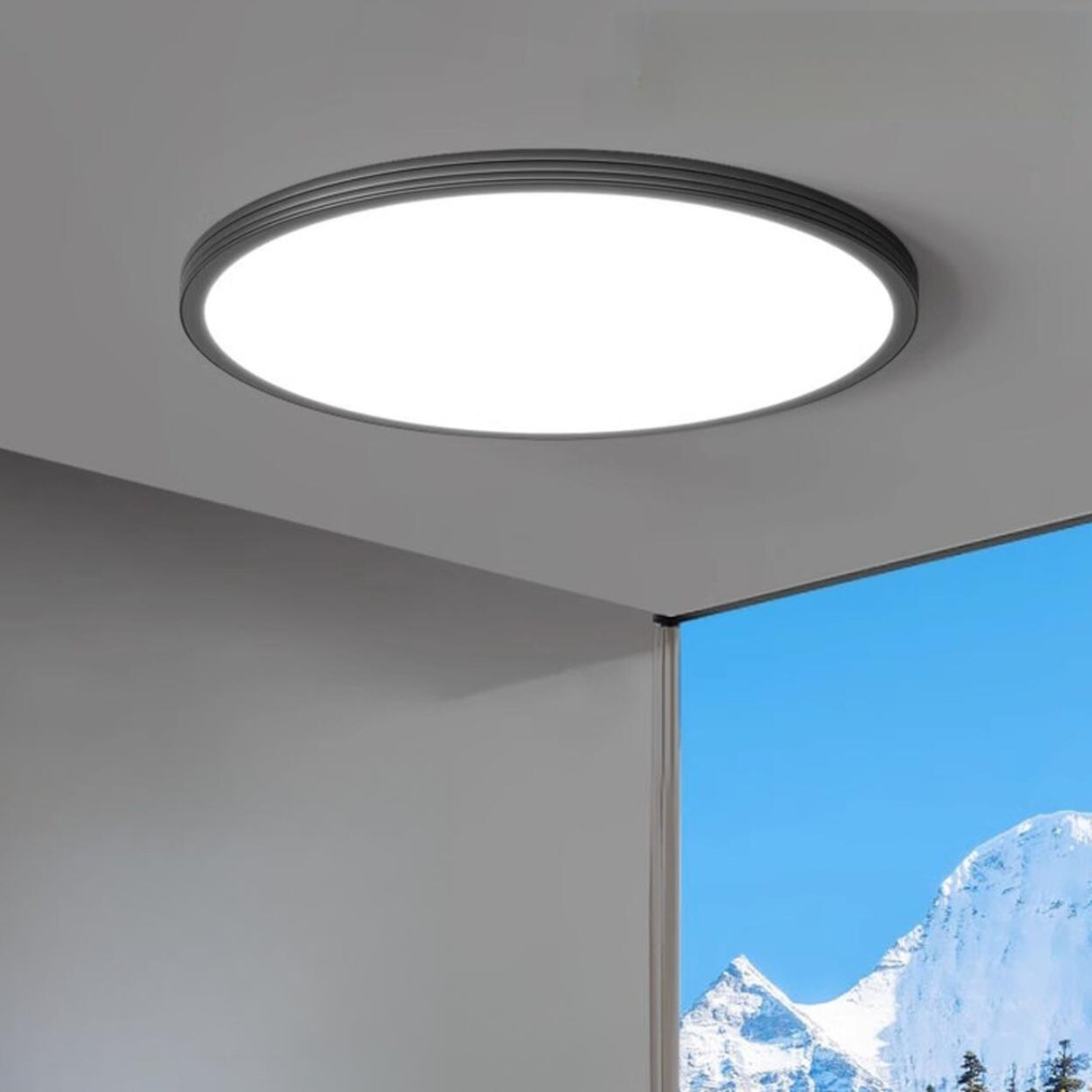 Bedroom Minimalist Black Round LED Flush Mount Light Image - 6