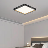 Bedroom Minimalist Black Square Flush Mount Light Image - 1