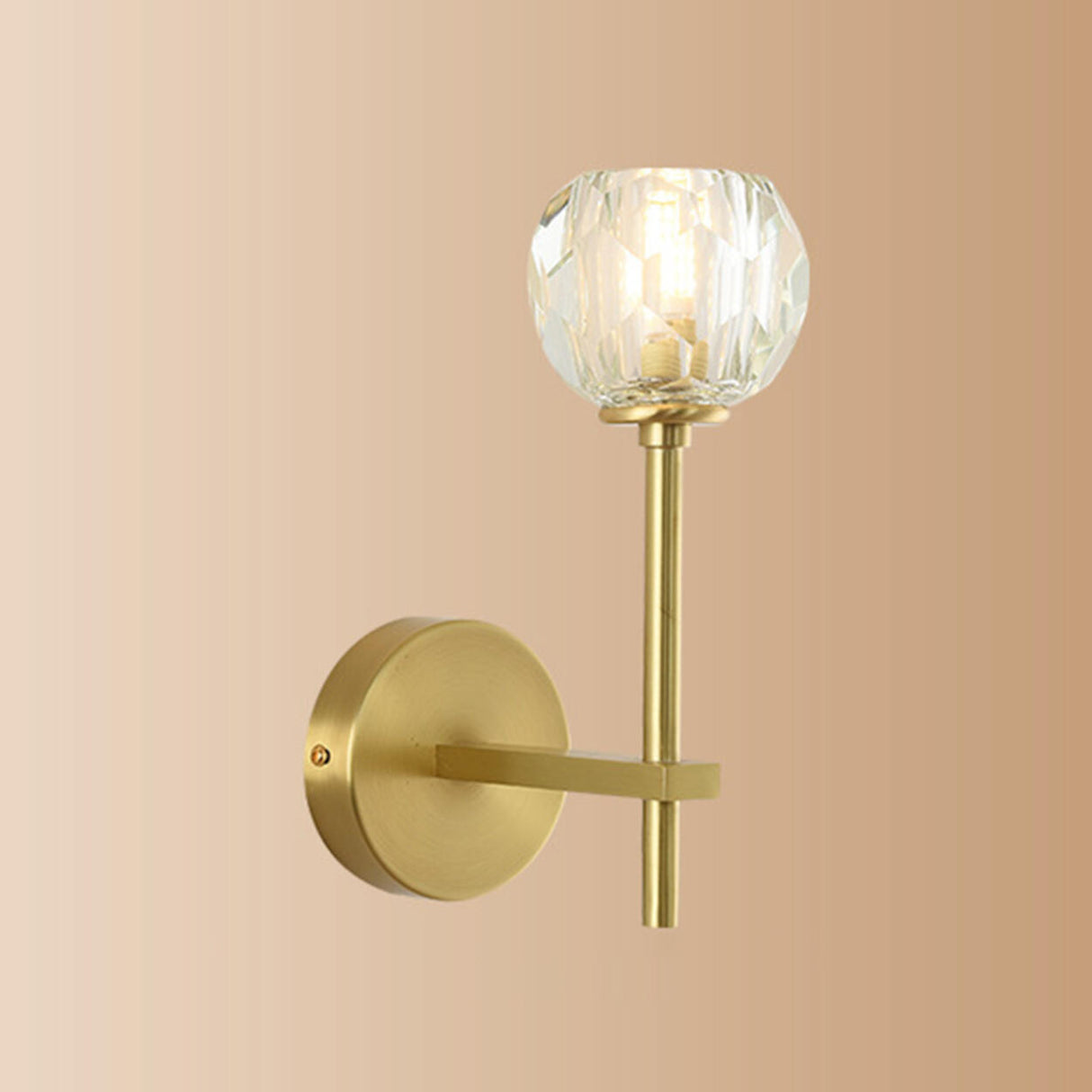 Bedroom Minimalist Gold Faceted Globe Wall Sconce Image - 4