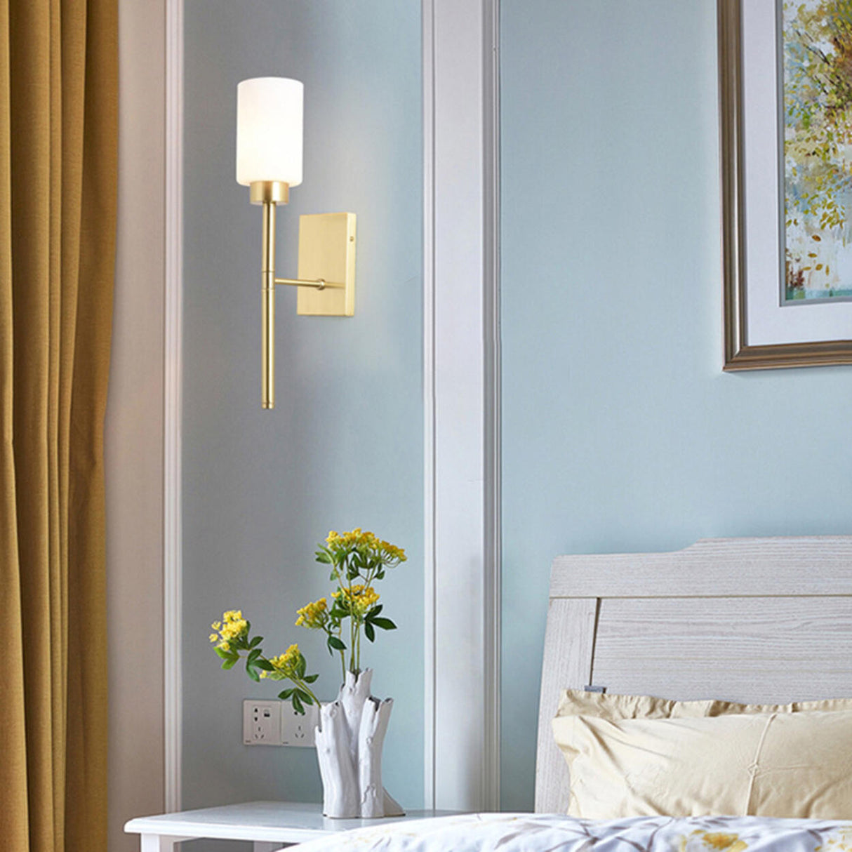 Bedroom Minimalist Gold Faceted Globe Wall Sconce Image - 8