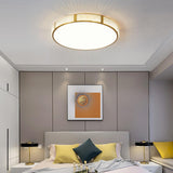 Bedroom Minimalist Gold Round Flush Mount Ceiling Light Image - 3