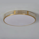 Bedroom Minimalist Gold Round Flush Mount Ceiling Light Image - 7