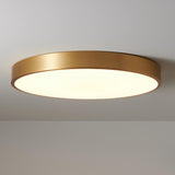 Bedroom Minimalist Golden Circle LED Flush Mount Light Image - 11