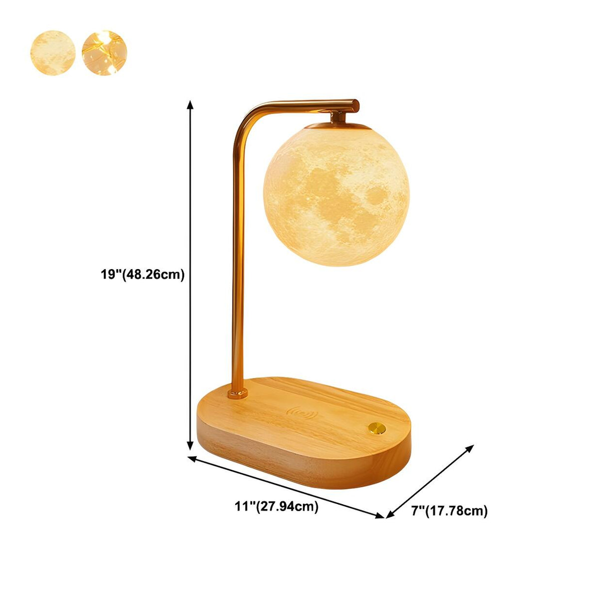 Bedroom Minimalist Moon Shade Wooden Base Table Lamp 