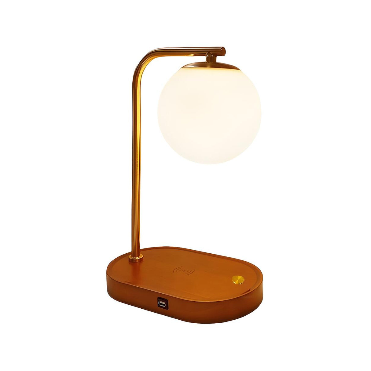 Bedroom Minimalist Moon Shade Wooden Base Table Lamp Image - 6