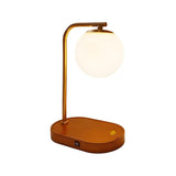 Bedroom Minimalist Moon Shade Wooden Base Table Lamp Image - 6