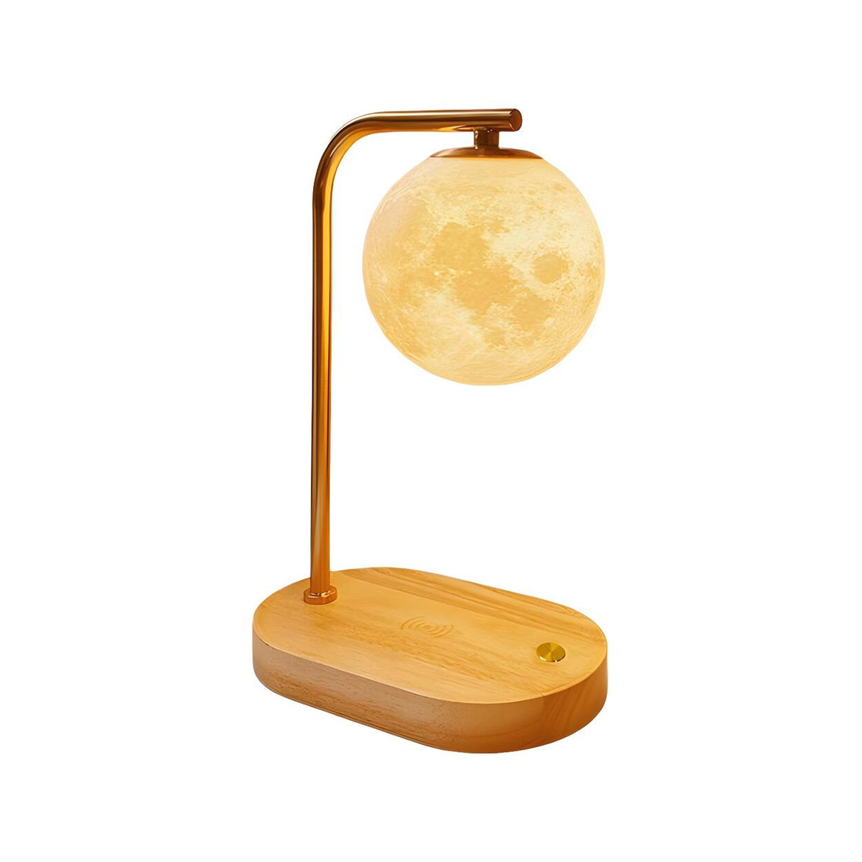 Bedroom Minimalist Moon Shade Wooden Base Table Lamp Image - 7