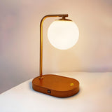 Bedroom Minimalist Moon Shade Wooden Base Table Lamp Image - 8