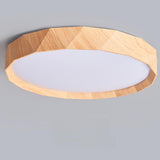 Bedroom Minimalist Round Wood LED Flush Mount Light Image - 10