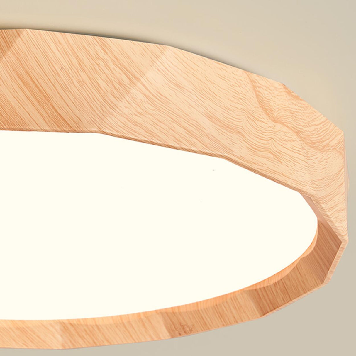 Bedroom Minimalist Round Wood LED Flush Mount Light Image - 11