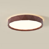 Bedroom Minimalist Round Wood LED Flush Mount Light Image - 2