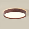 Bedroom Minimalist Round Wood LED Flush Mount Light Image - 3