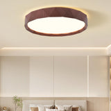 Bedroom Minimalist Round Wood LED Flush Mount Light Image - 4