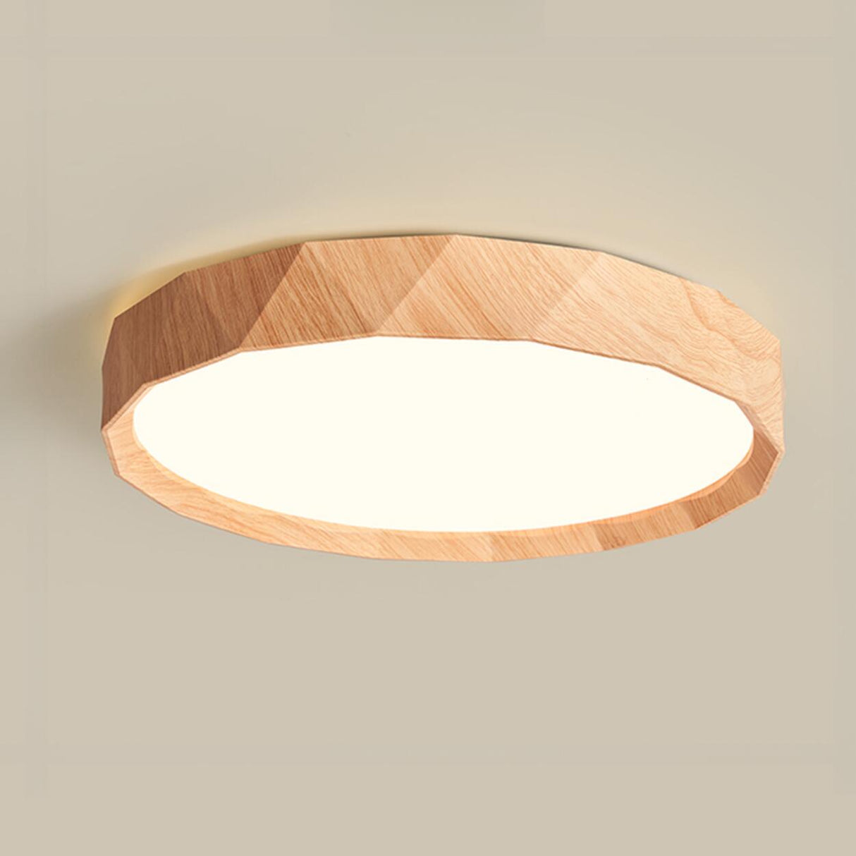 Bedroom Minimalist Round Wood LED Flush Mount Light Image - 7