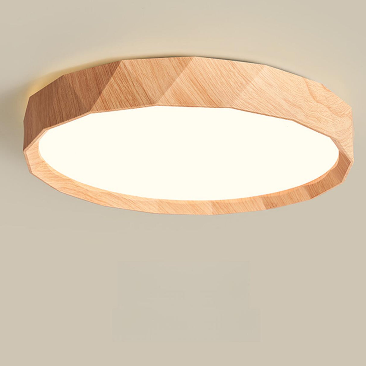 Bedroom Minimalist Round Wood LED Flush Mount Light Image - 9