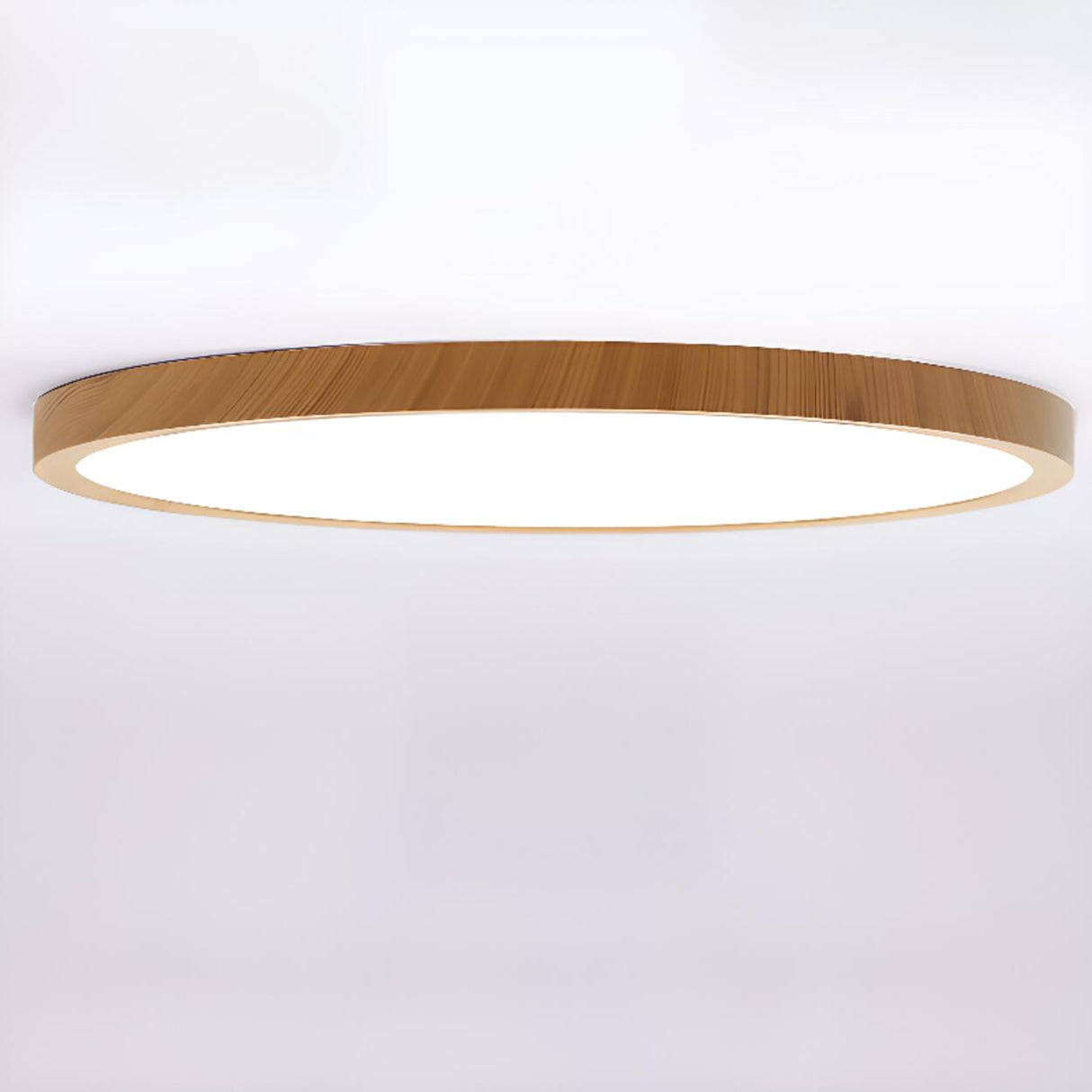 Bedroom Minimalist Round Wooden LED Flush Mount Light Image - 1