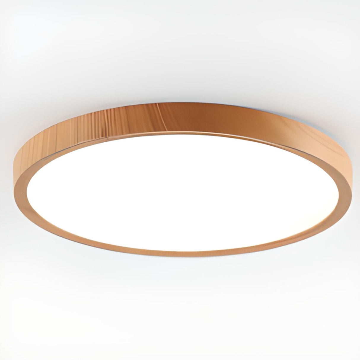 Bedroom Minimalist Round Wooden LED Flush Mount Light Image - 10