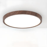 Bedroom Minimalist Round Wooden LED Flush Mount Light Image - 13