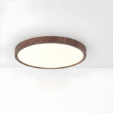 Bedroom Minimalist Round Wooden LED Flush Mount Light Image - 3