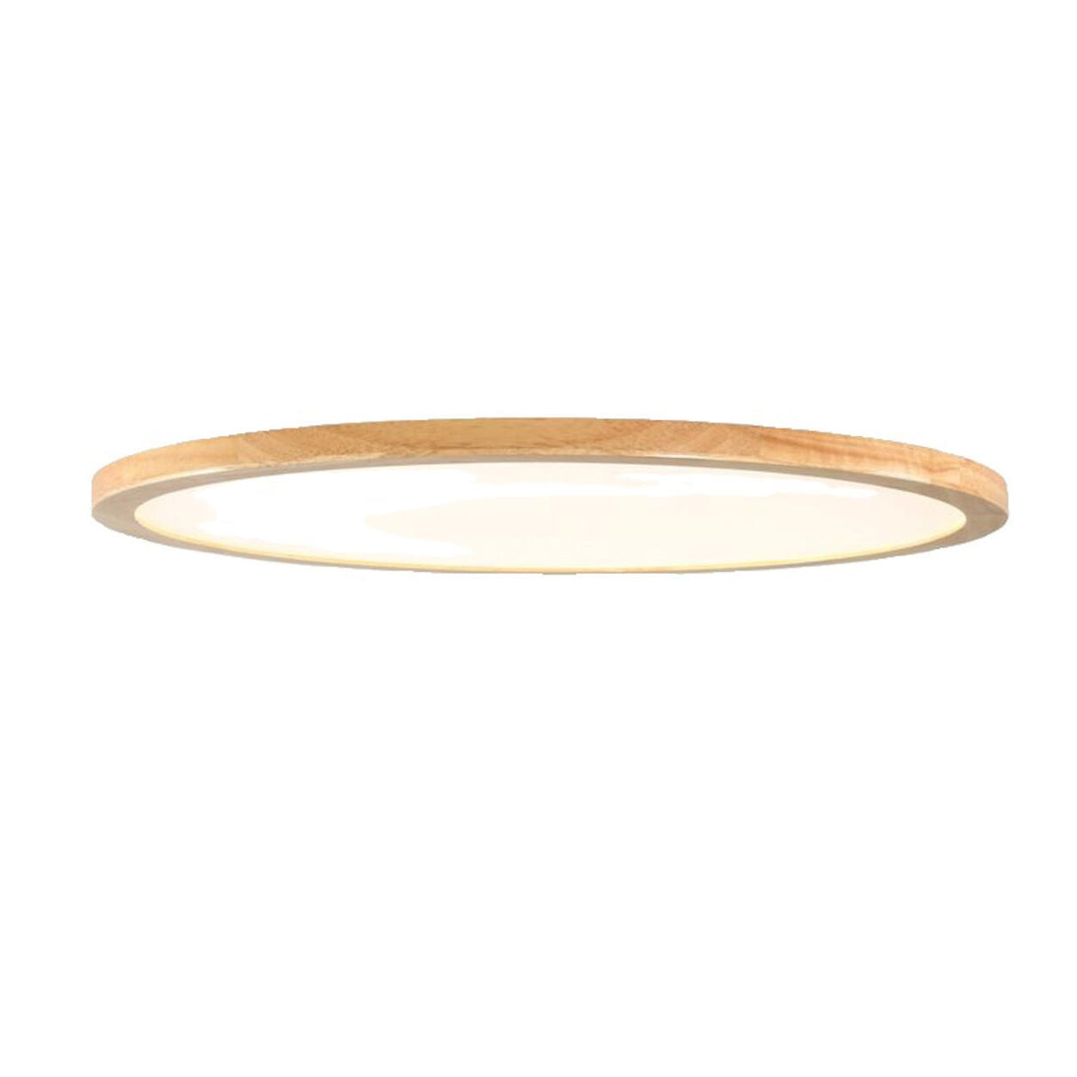 Bedroom Minimalist Slim Round Wood Flush Mount Light Image - 10